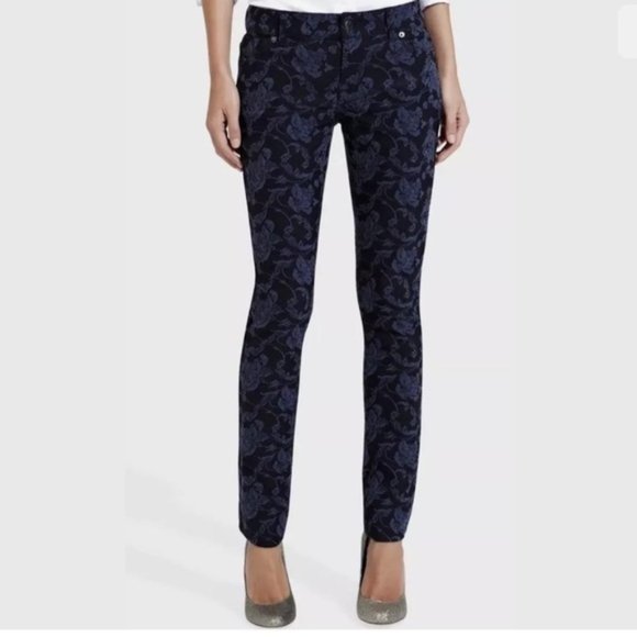 The Limited Denim - THE LIMITED 678 Navy Floral Jacquard Skinny Jeans
